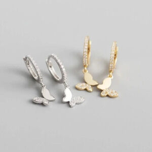 Sterling Silver Minimalist Butterfly Hoop Earrings